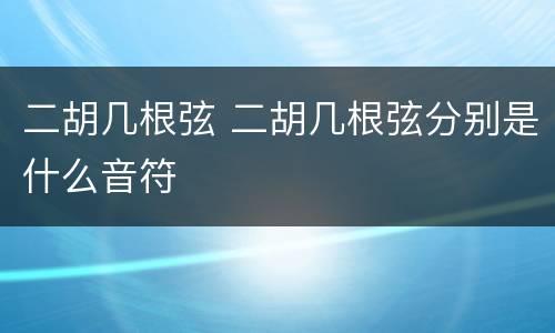 二胡几根弦 二胡几根弦分别是什么音符