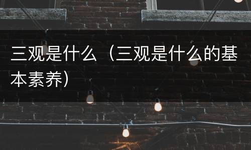 三观是什么（三观是什么的基本素养）