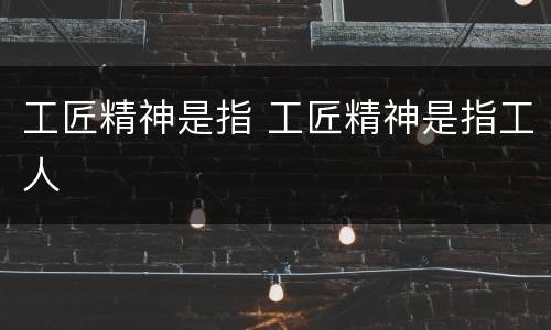 工匠精神是指 工匠精神是指工人