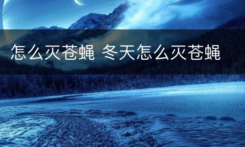 怎么灭苍蝇 冬天怎么灭苍蝇