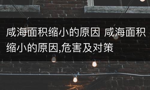 咸海面积缩小的原因 咸海面积缩小的原因,危害及对策