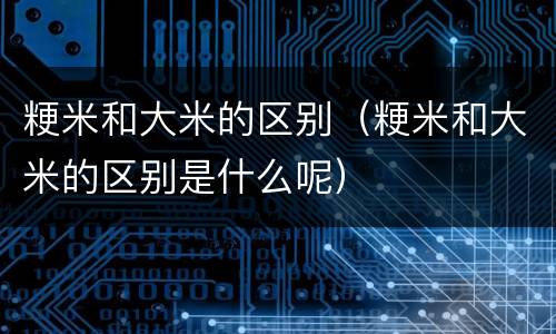 粳米和大米的区别（粳米和大米的区别是什么呢）