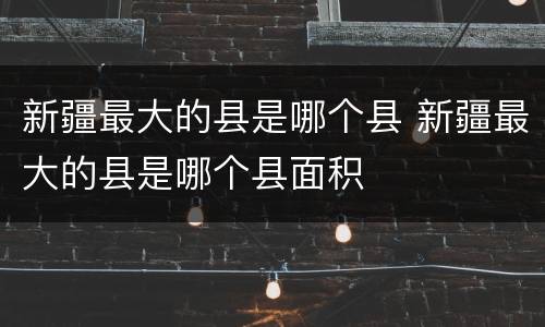 新疆最大的县是哪个县 新疆最大的县是哪个县面积