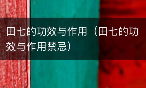 田七的功效与作用（田七的功效与作用禁忌）