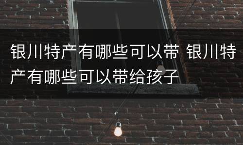 银川特产有哪些可以带 银川特产有哪些可以带给孩子