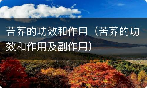 苦荞的功效和作用（苦荞的功效和作用及副作用）