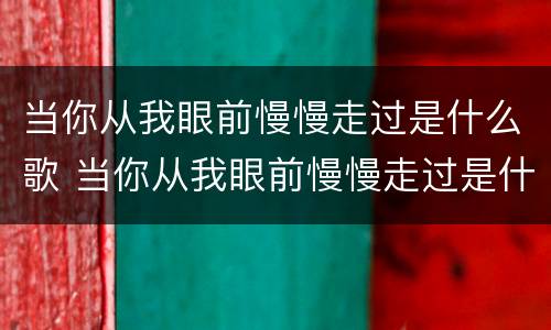 当你从我眼前慢慢走过是什么歌 当你从我眼前慢慢走过是什么歌原唱