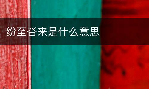 纷至沓来是什么意思