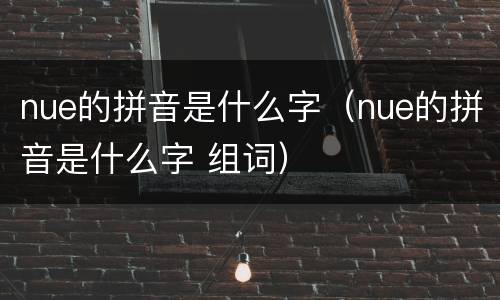nue的拼音是什么字（nue的拼音是什么字 组词）