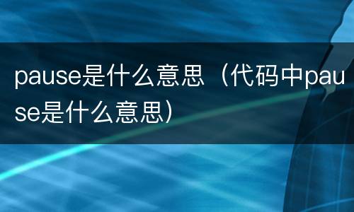 pause是什么意思（代码中pause是什么意思）