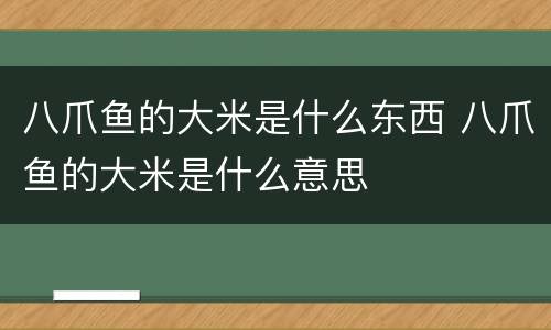 八爪鱼的大米是什么东西 八爪鱼的大米是什么意思
