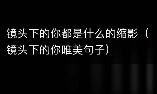 镜头下的你都是什么的缩影（镜头下的你唯美句子）