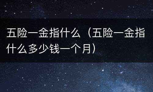 五险一金指什么（五险一金指什么多少钱一个月）