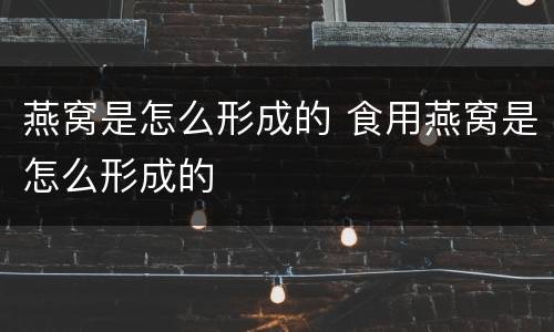 燕窝是怎么形成的 食用燕窝是怎么形成的