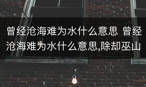 曾经沧海难为水什么意思 曾经沧海难为水什么意思,除却巫山不是云