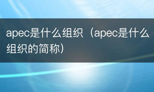 apec是什么组织（apec是什么组织的简称）
