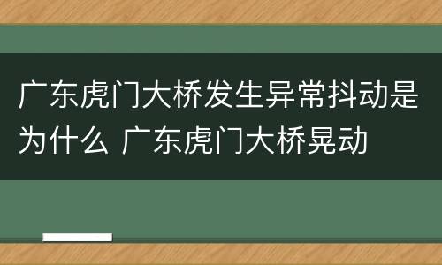 广东虎门大桥发生异常抖动是为什么 广东虎门大桥晃动