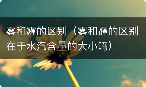 雾和霾的区别（雾和霾的区别在于水汽含量的大小吗）