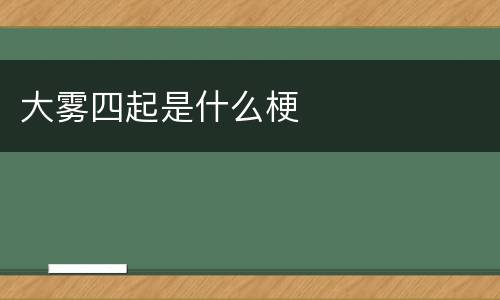 大雾四起是什么梗