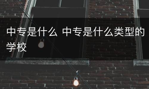 中专是什么 中专是什么类型的学校