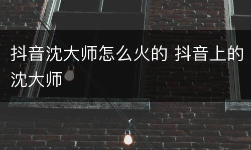 抖音沈大师怎么火的 抖音上的沈大师