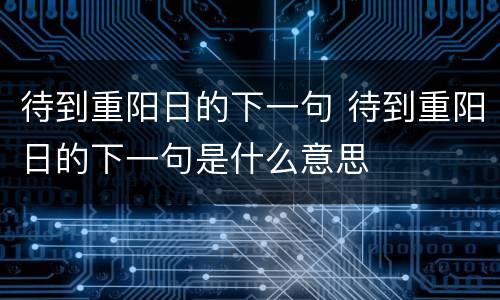 待到重阳日的下一句 待到重阳日的下一句是什么意思