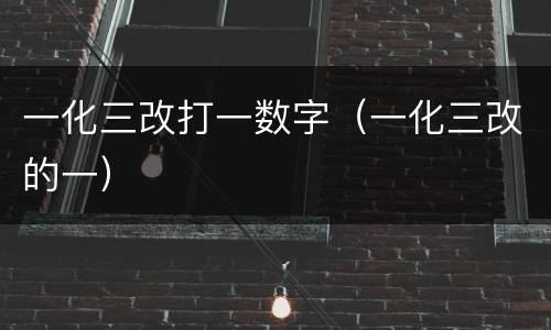 一化三改打一数字（一化三改的一）