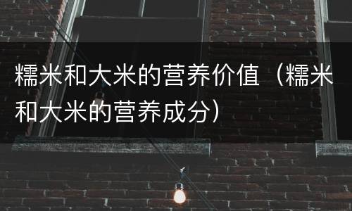 糯米和大米的营养价值（糯米和大米的营养成分）