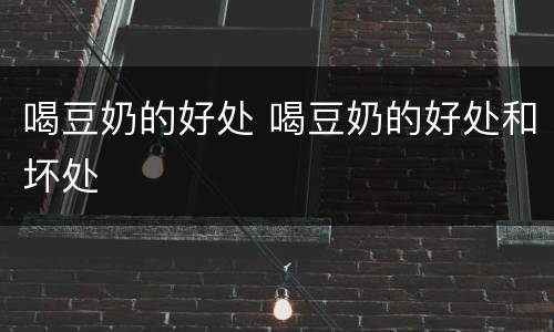 喝豆奶的好处 喝豆奶的好处和坏处