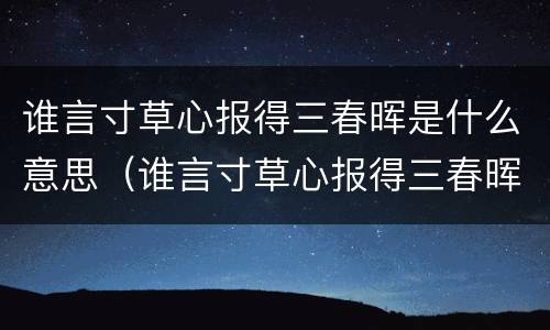 谁言寸草心报得三春晖是什么意思（谁言寸草心报得三春晖是什么意思?）