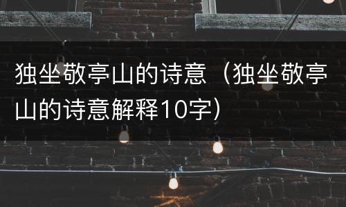 独坐敬亭山的诗意（独坐敬亭山的诗意解释10字）