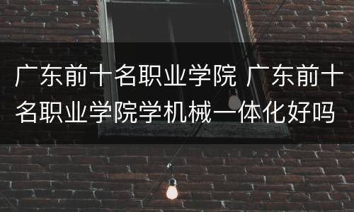 广东前十名职业学院 广东前十名职业学院学机械一体化好吗