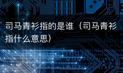司马青衫指的是谁（司马青衫指什么意思）