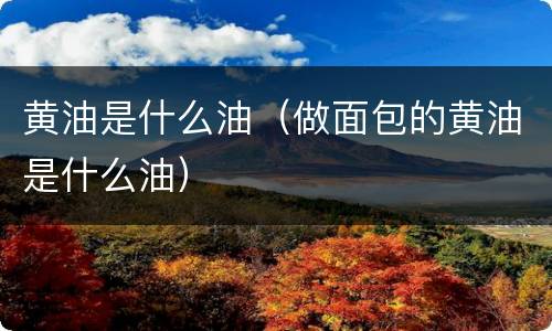 黄油是什么油（做面包的黄油是什么油）