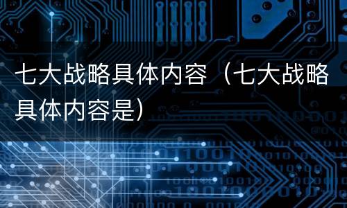 七大战略具体内容（七大战略具体内容是）