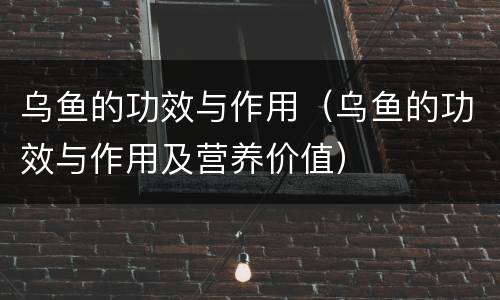 乌鱼的功效与作用（乌鱼的功效与作用及营养价值）