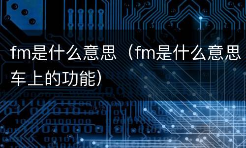 fm是什么意思（fm是什么意思车上的功能）
