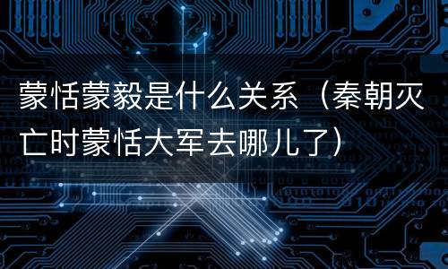 蒙恬蒙毅是什么关系（秦朝灭亡时蒙恬大军去哪儿了）