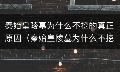 秦始皇陵墓为什么不挖的真正原因（秦始皇陵墓为什么不挖的真正原因新闻）