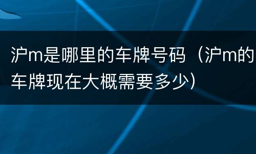 沪m是哪里的车牌号码（沪m的车牌现在大概需要多少）