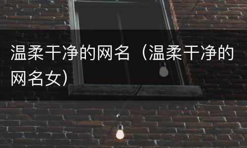 温柔干净的网名（温柔干净的网名女）