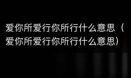 爱你所爱行你所行什么意思（爱你所爱行你所行什么意思）