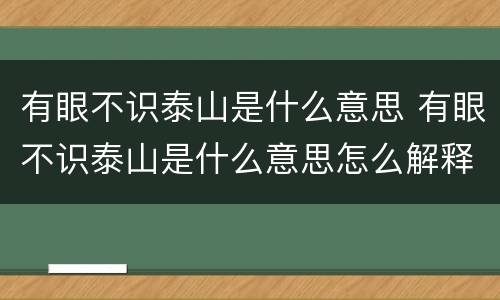 有眼不识泰山是什么意思 有眼不识泰山是什么意思怎么解释