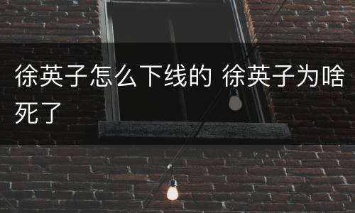 徐英子怎么下线的 徐英子为啥死了