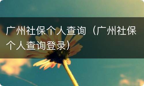 广州社保个人查询（广州社保个人查询登录）