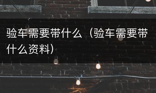 验车需要带什么（验车需要带什么资料）
