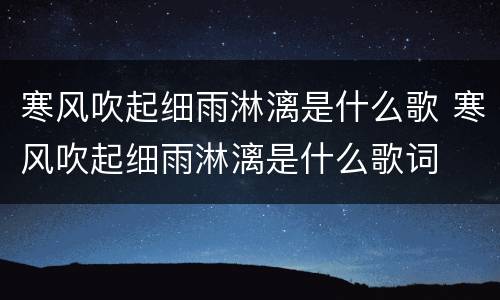 寒风吹起细雨淋漓是什么歌 寒风吹起细雨淋漓是什么歌词