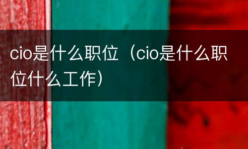 cio是什么职位（cio是什么职位什么工作）