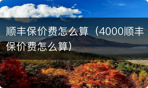 顺丰保价费怎么算（4000顺丰保价费怎么算）