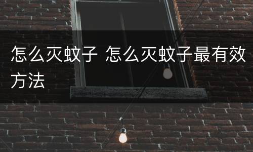 怎么灭蚊子 怎么灭蚊子最有效方法